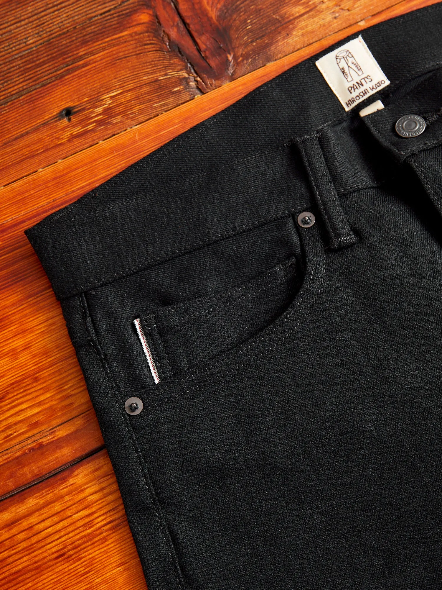 10.5oz Black Stretch Selvedge Denim - Scissors Slim Tapered