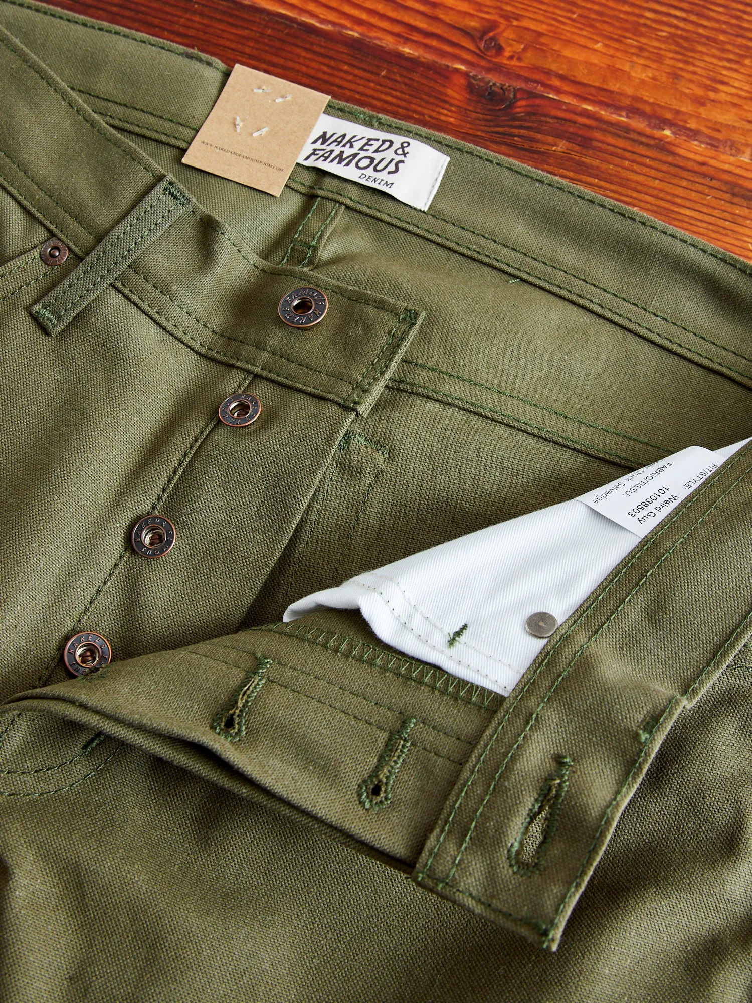 10oz Selvedge Army Green Duck Canvas - Weird Guy Fit