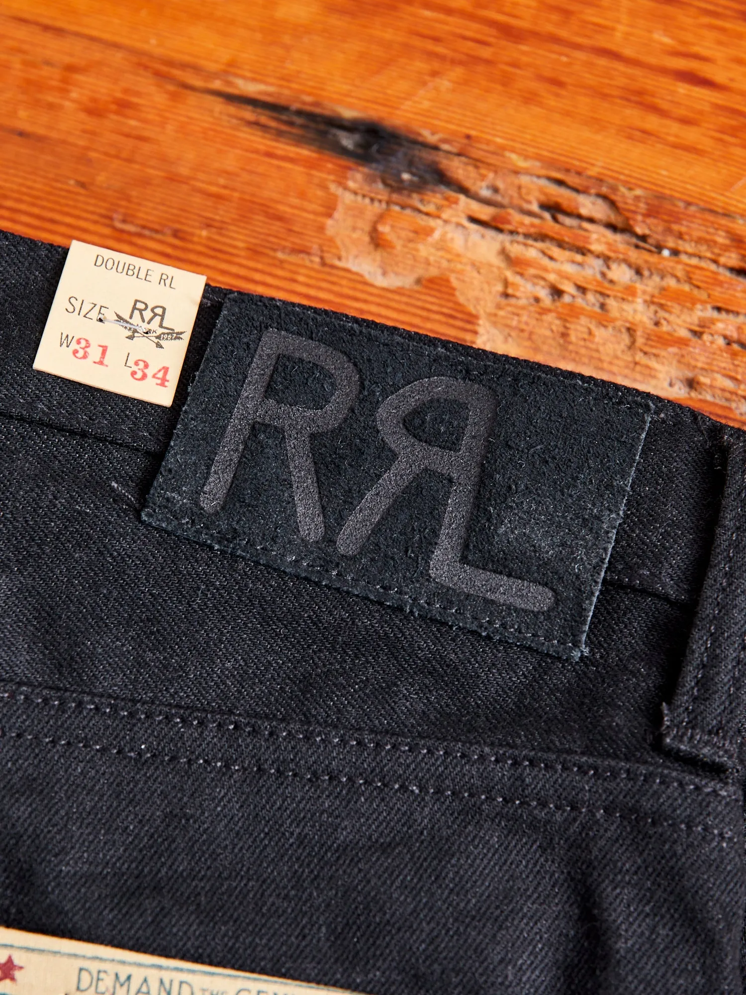 14oz Rinsed Black Selvedge Denim - Full Straight Fit
