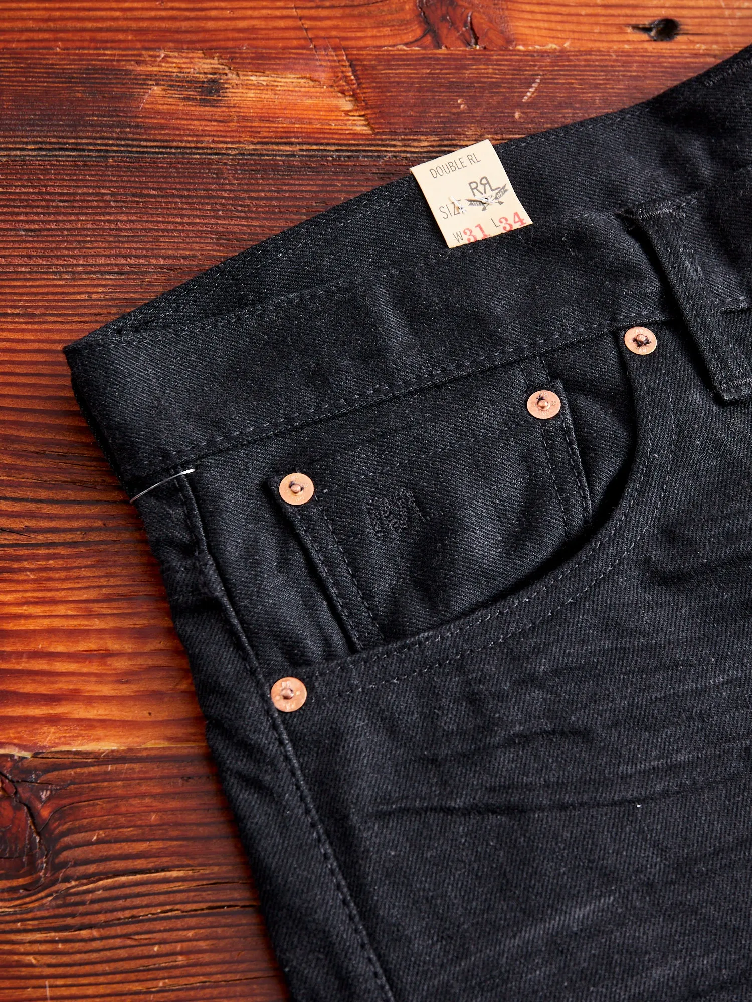 14oz Rinsed Black Selvedge Denim - Full Straight Fit