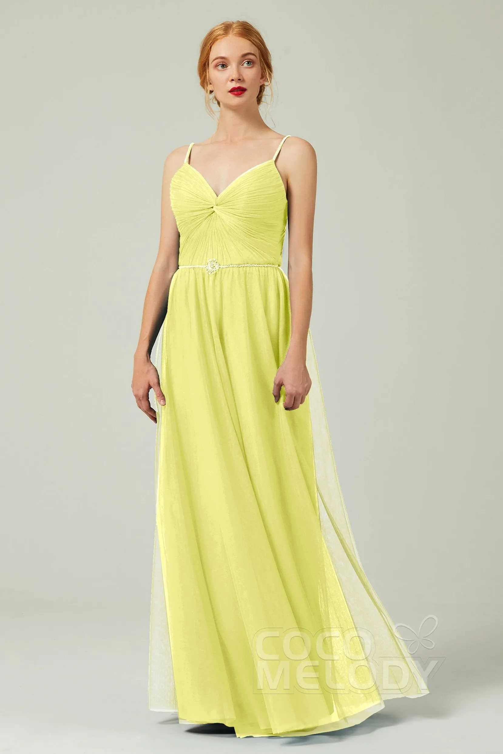 A-Line Floor Length Tulle Bridesmaid Dress CB0327