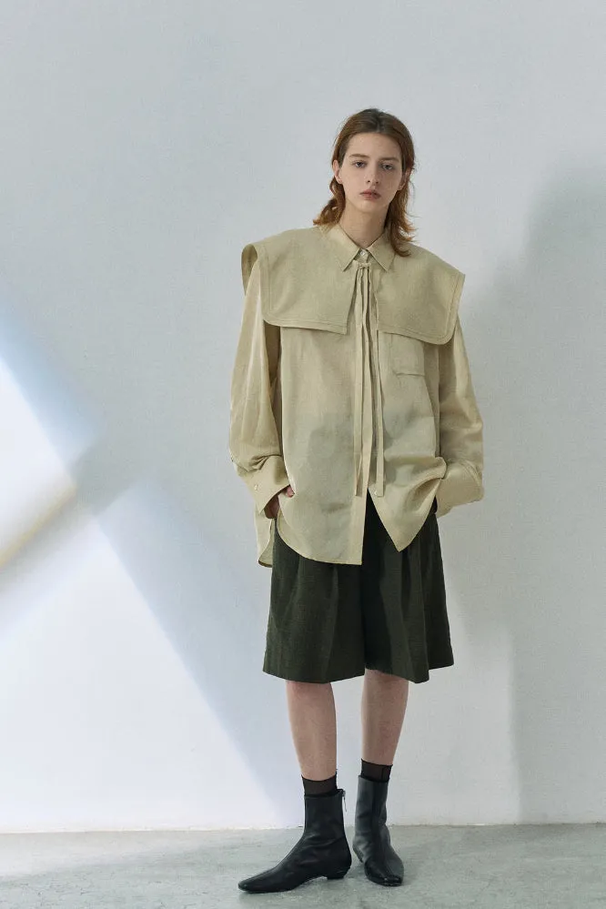 Acetate linen loose fitting straight shirt | 3 color