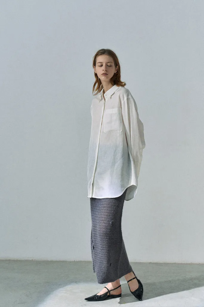 Acetate linen loose fitting straight shirt | 3 color