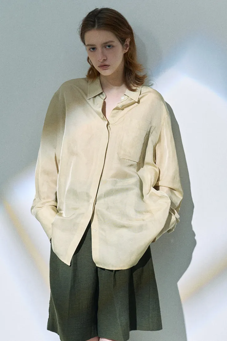 Acetate linen loose fitting straight shirt | 3 color