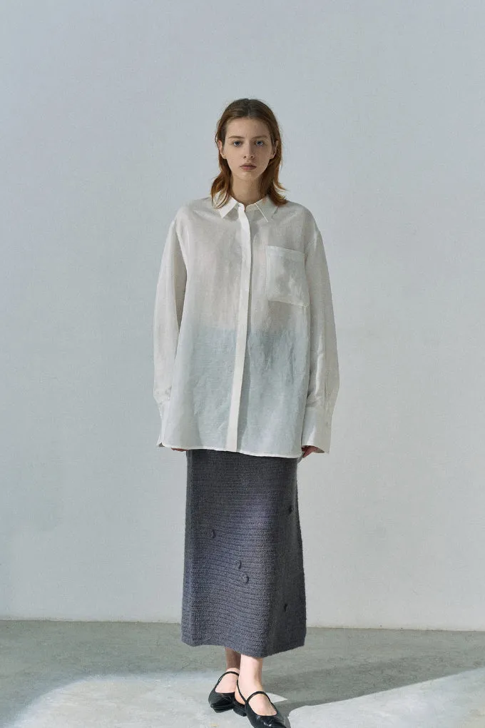 Acetate linen loose fitting straight shirt | 3 color