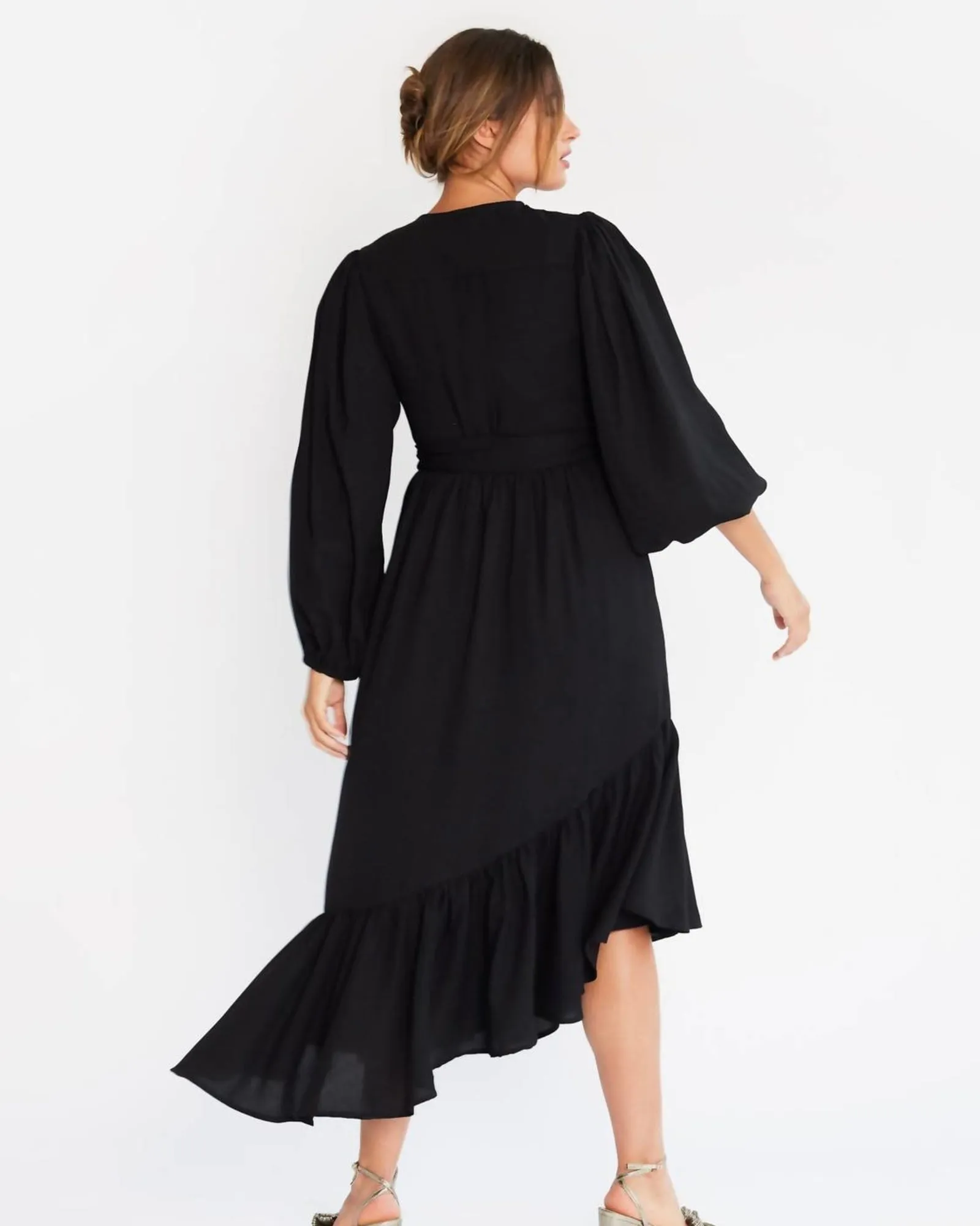 Adele Dress In Black Georgette | Black Georgette