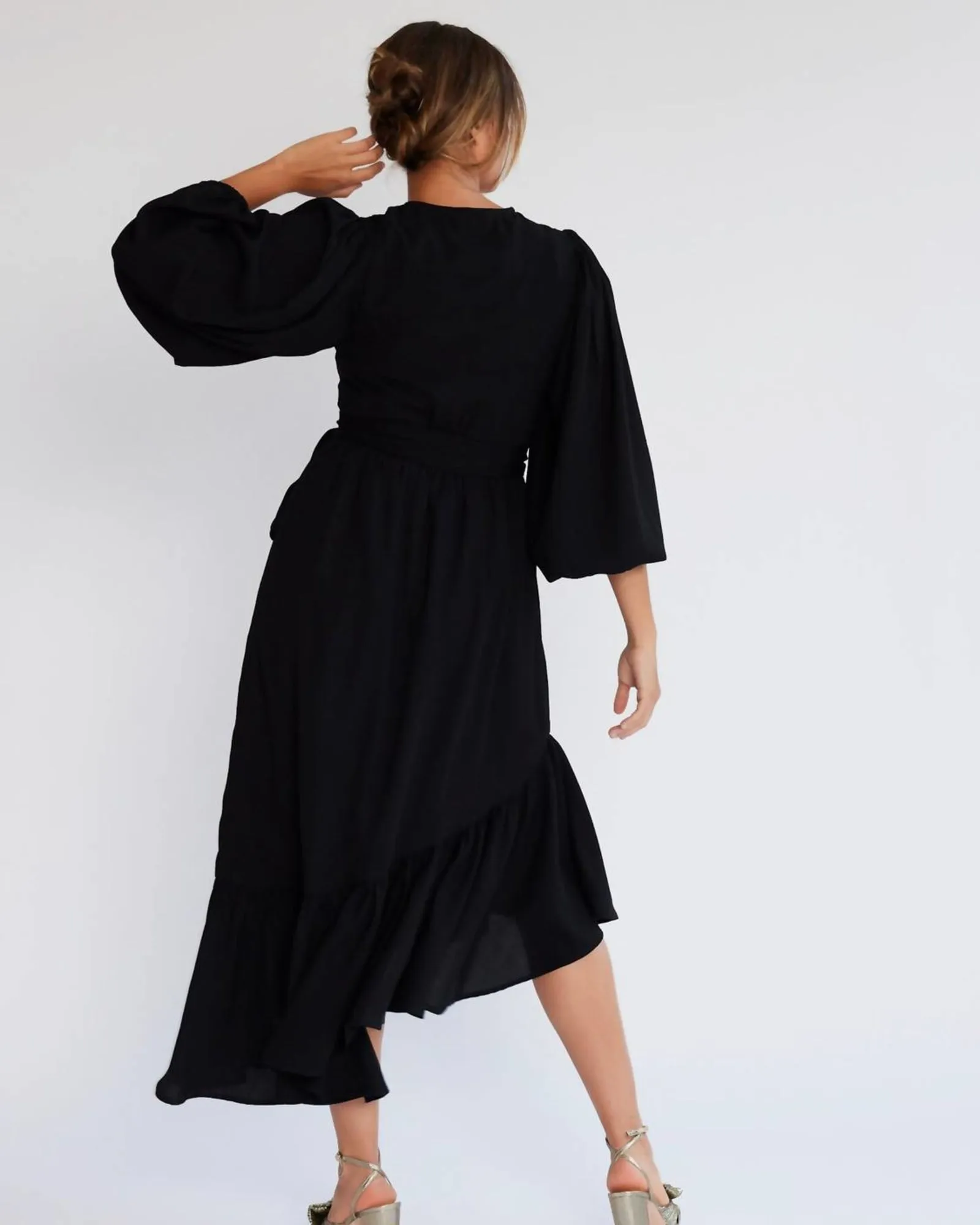 Adele Dress In Black Georgette | Black Georgette