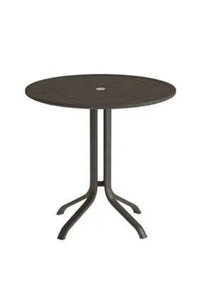 Aluminum Slat 42" Round KD Pedestal Bar Table with Umbrella Hole by Tropitone