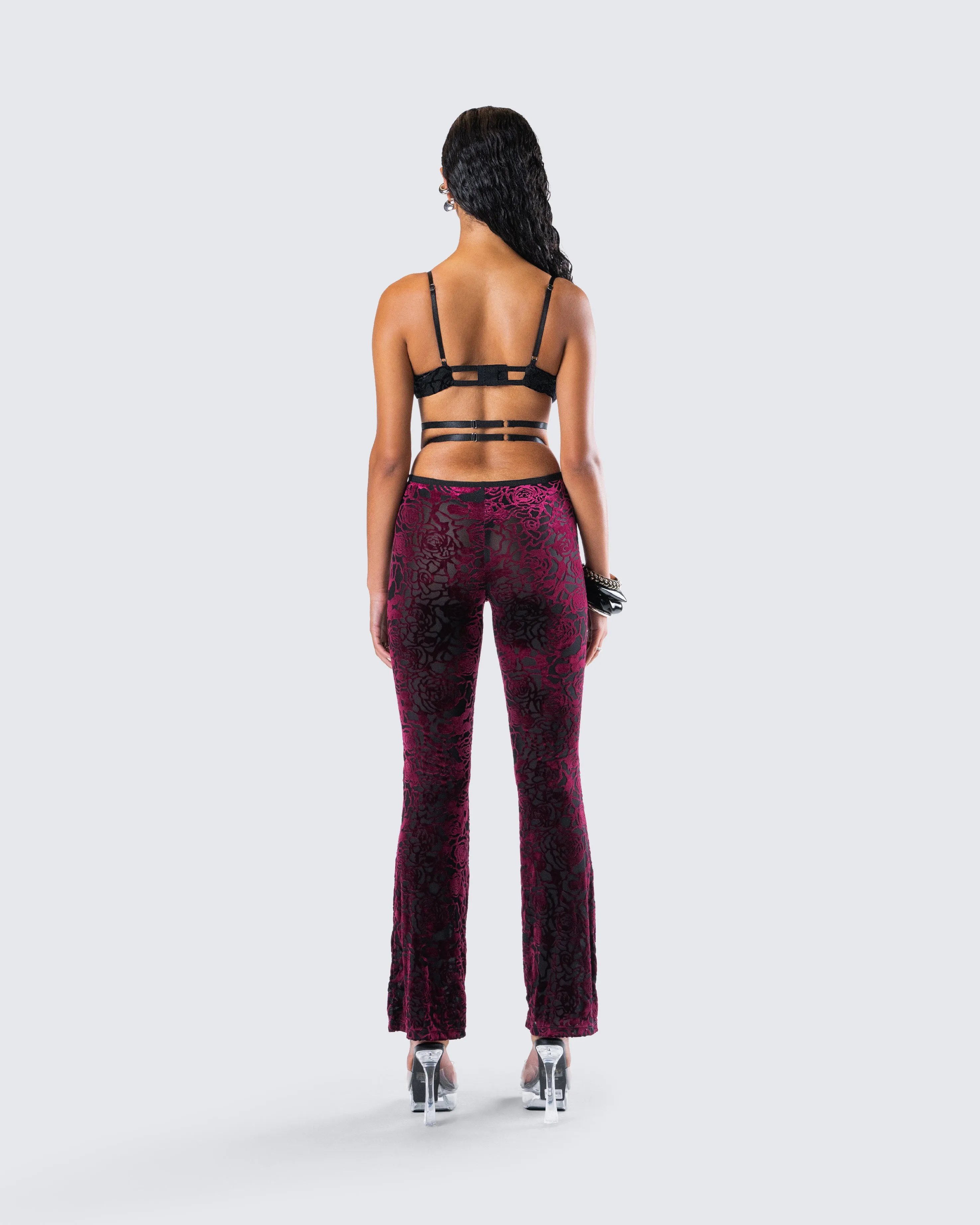 Ami Purple Velvet Burnout Jumpsuit