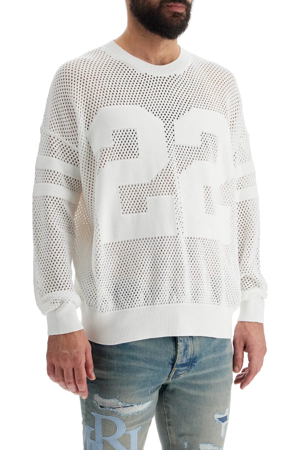 Amiri Men's Neck Perforated Knit Sweater