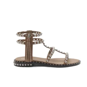 ASH Power Chocolate Brown Leather & Silver Studs Sandals