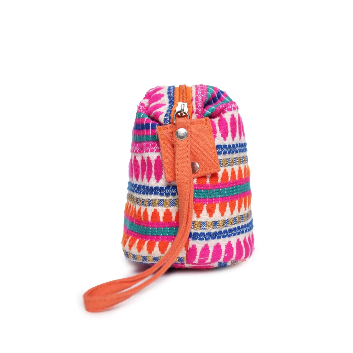 Astrid Multi  Pattern Woven Makeup/Travel Pouch With Tassels