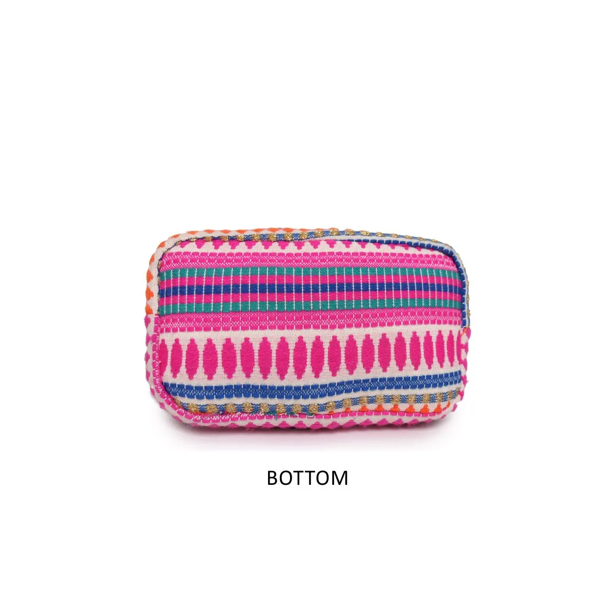 Astrid Multi  Pattern Woven Makeup/Travel Pouch With Tassels
