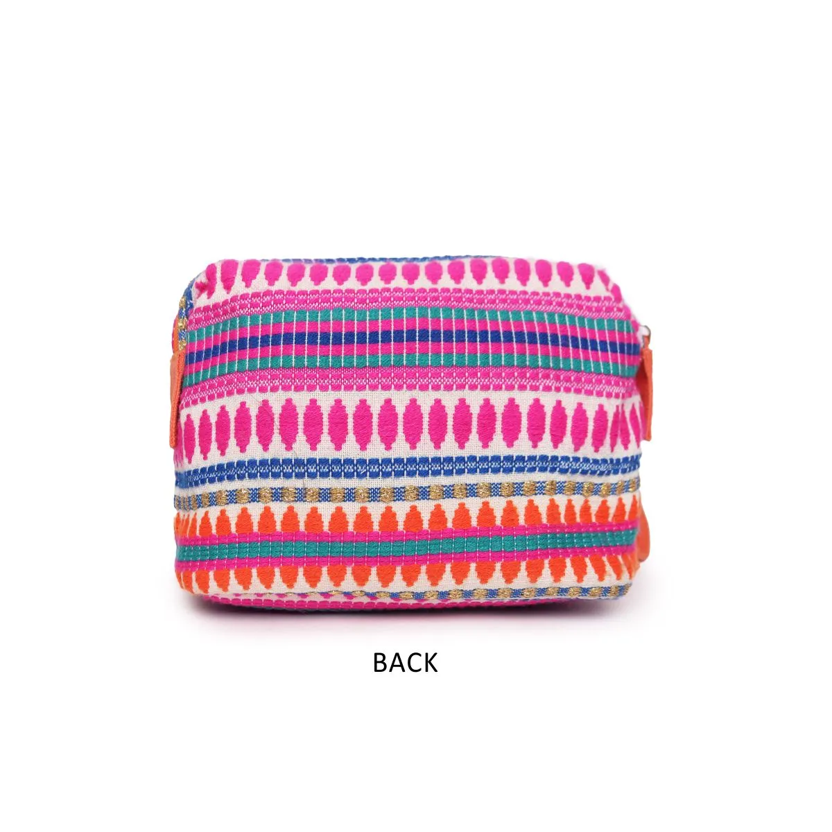 Astrid Multi  Pattern Woven Makeup/Travel Pouch With Tassels
