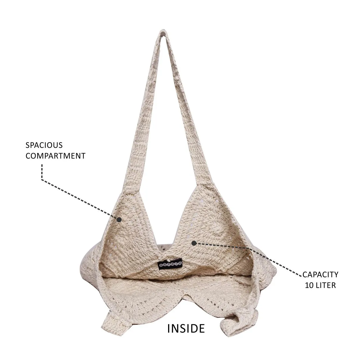ASTRID Natural Color Crochet Tote Bag,Hobo Bag