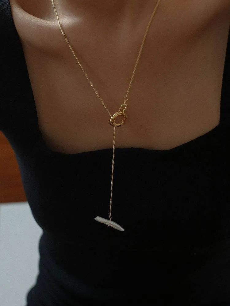 Baroque Pearl Long Chain Necklace