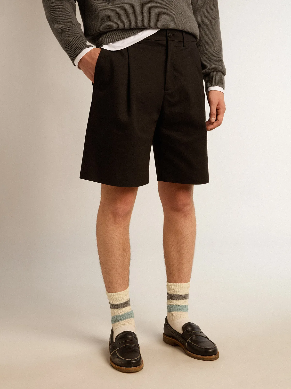 Bermuda shorts in black cotton