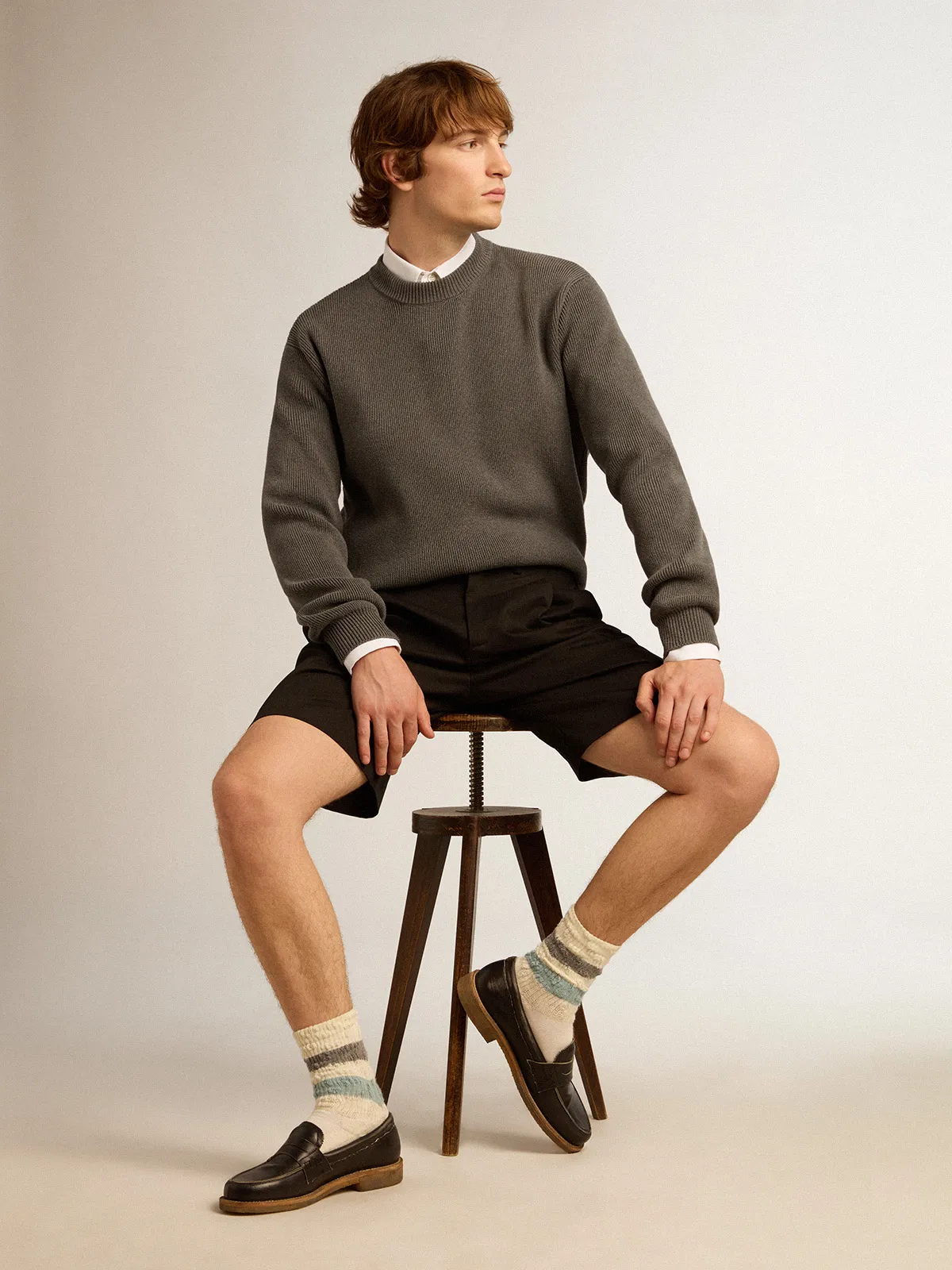 Bermuda shorts in black cotton