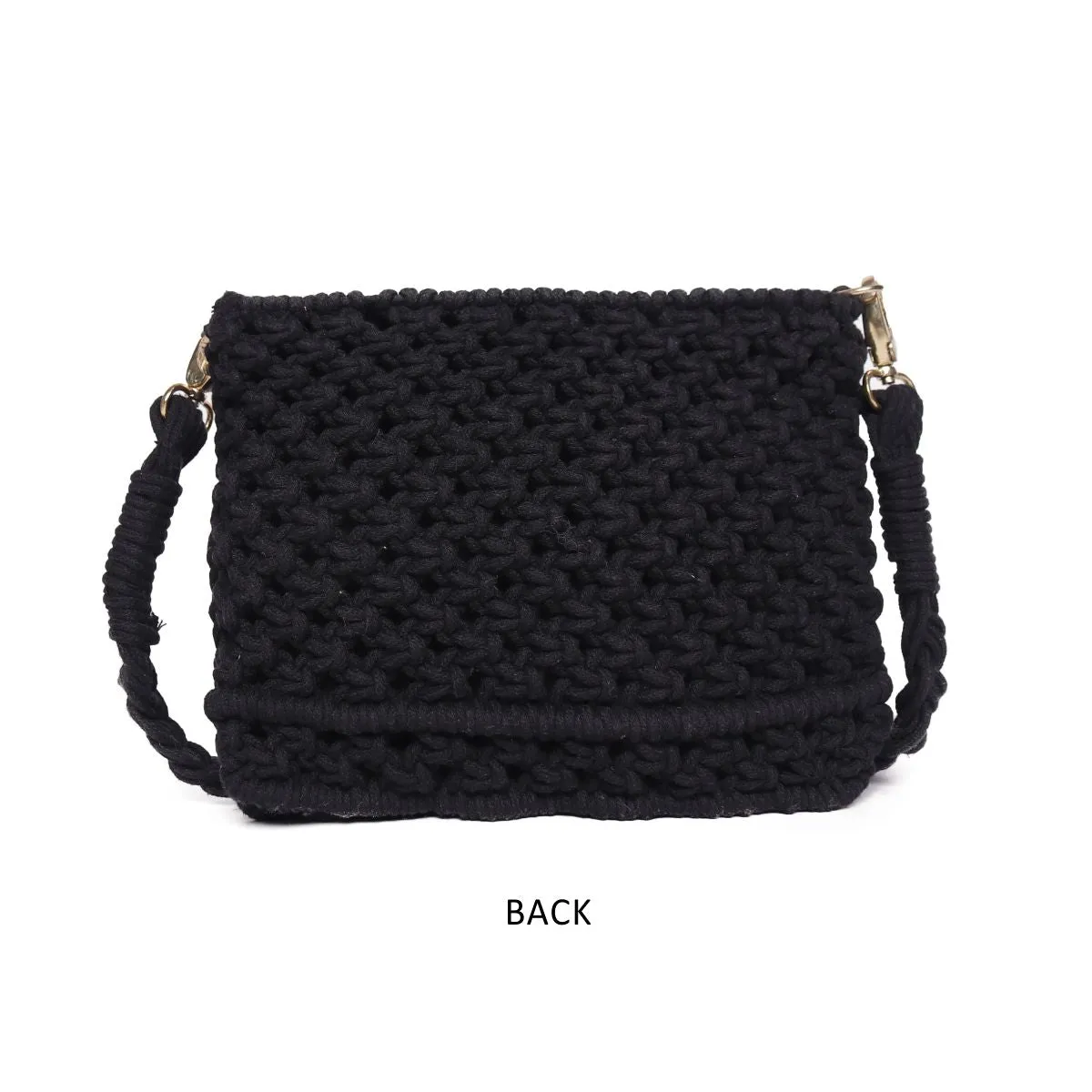 Black Macrame  Crossbody Sling Bag