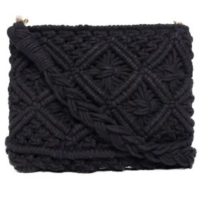 Black Macrame  Crossbody Sling Bag