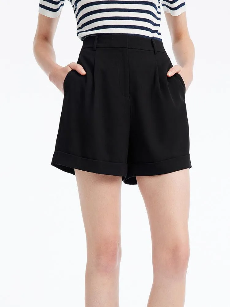 Black Oversized A-Shape Shorts