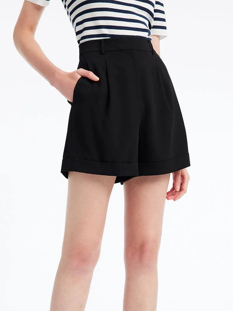 Black Oversized A-Shape Shorts