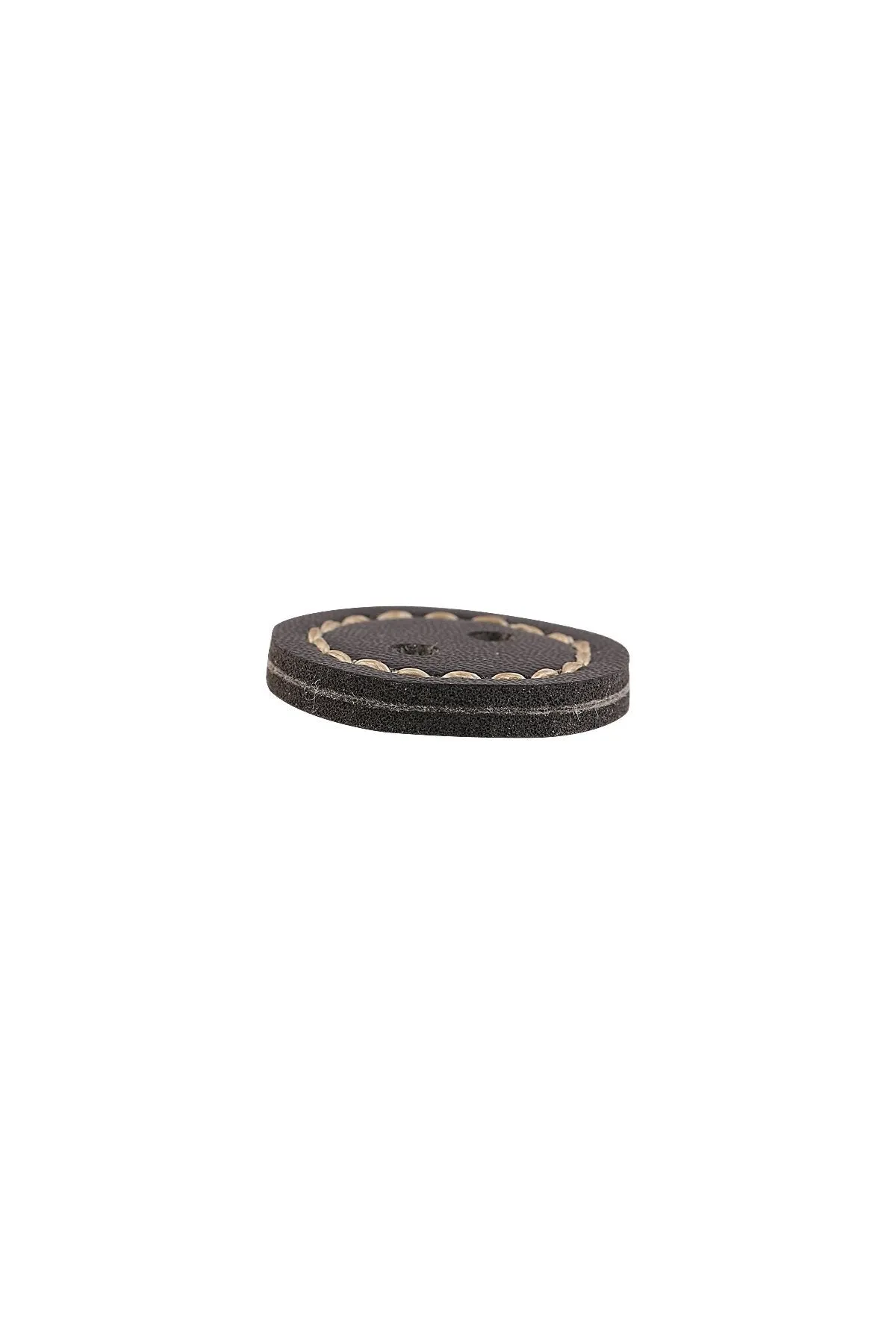 Black Round Shape 2-Hole Leather Button