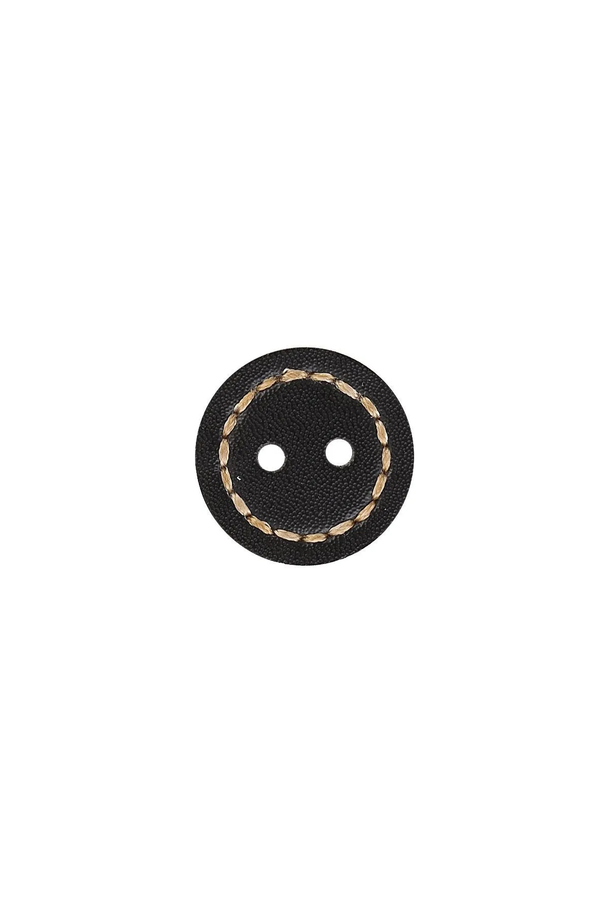 Black Round Shape 2-Hole Leather Button
