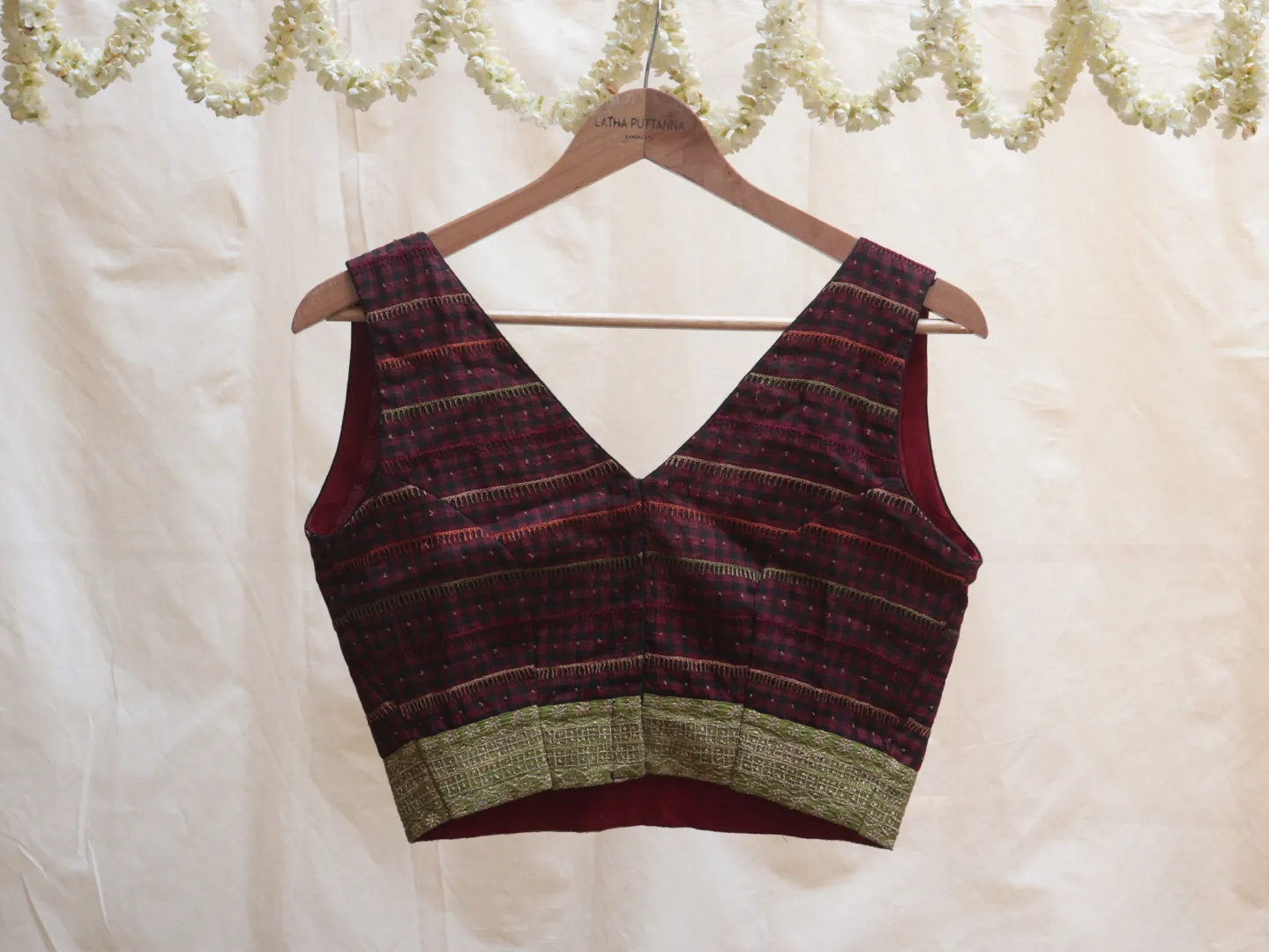 Carmine red, cotton, Hand embroidery blouse
