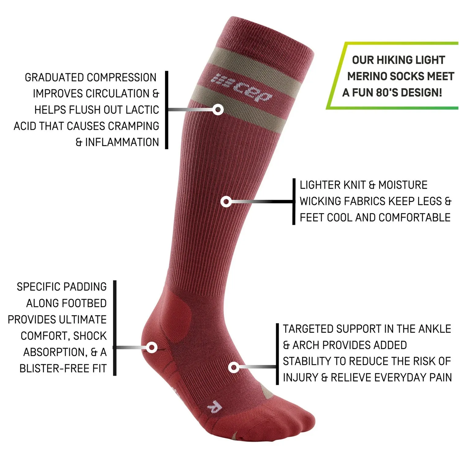 CEP Women's Hiking 80s Compression Socks