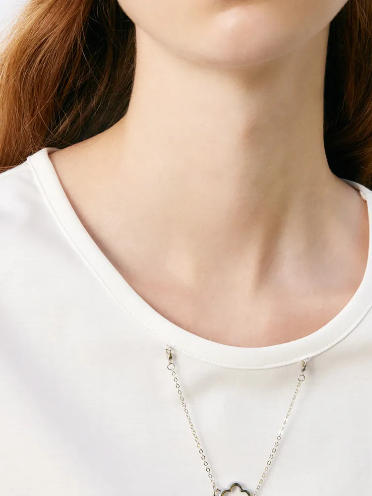 Chain Round Neck Slim T-shirt With Removable Chain