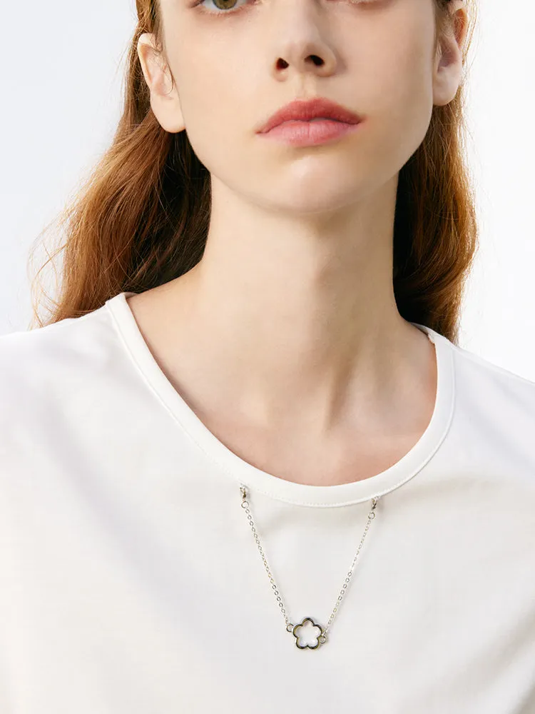 Chain Round Neck Slim T-shirt With Removable Chain