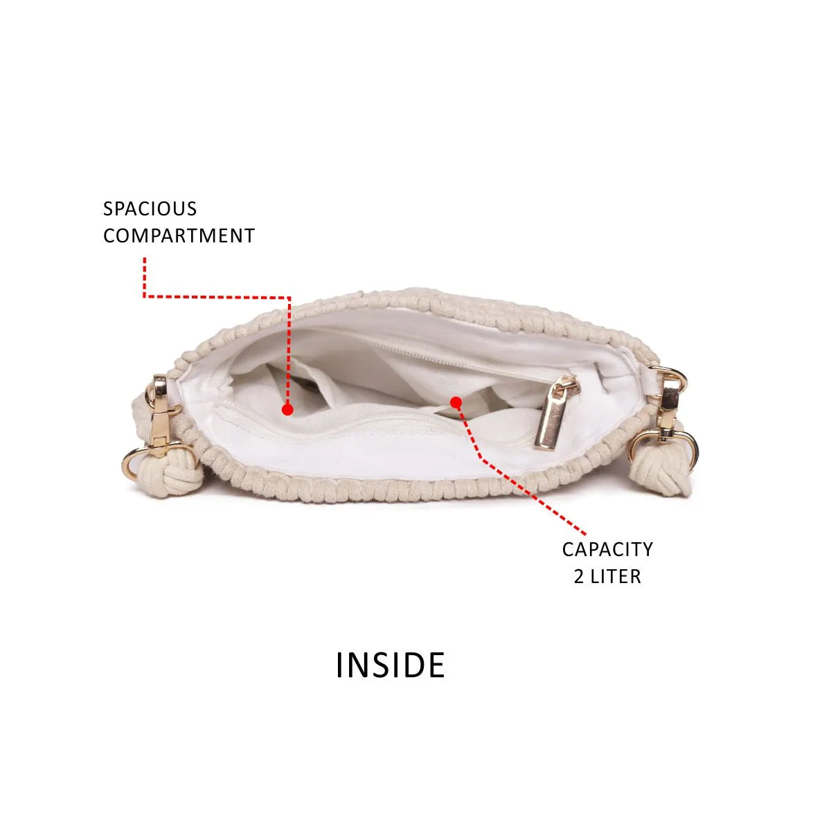 Cream Macrame  Crossbody Sling Bag
