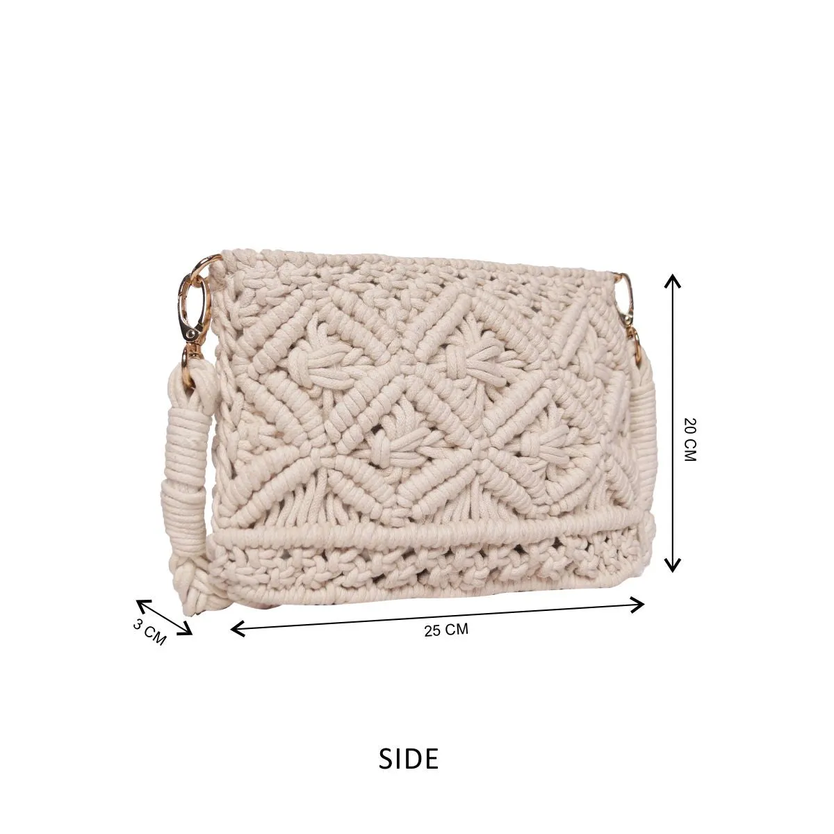 Cream Macrame  Crossbody Sling Bag