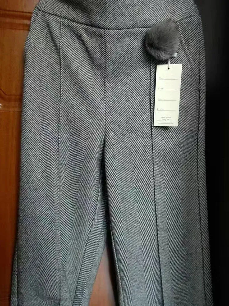 Elegant Woolen Blend Wide Leg Pants