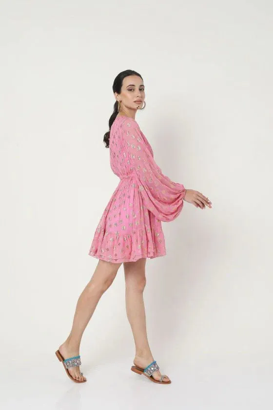 Embroidered One Shoulder Dress