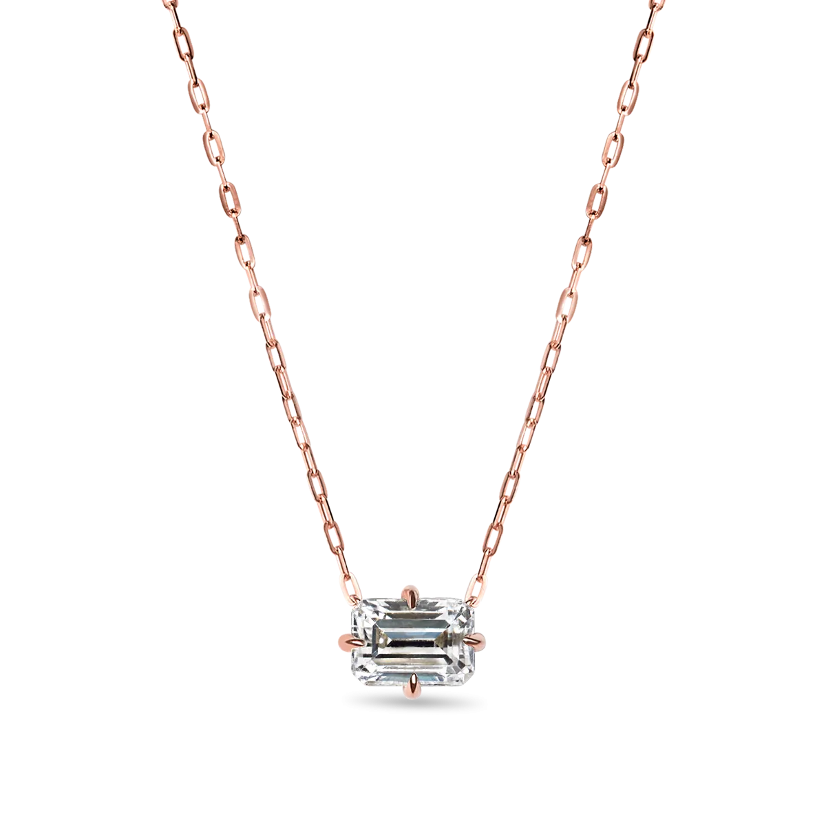 Emerald Cut Diamond Solitaire Pendant