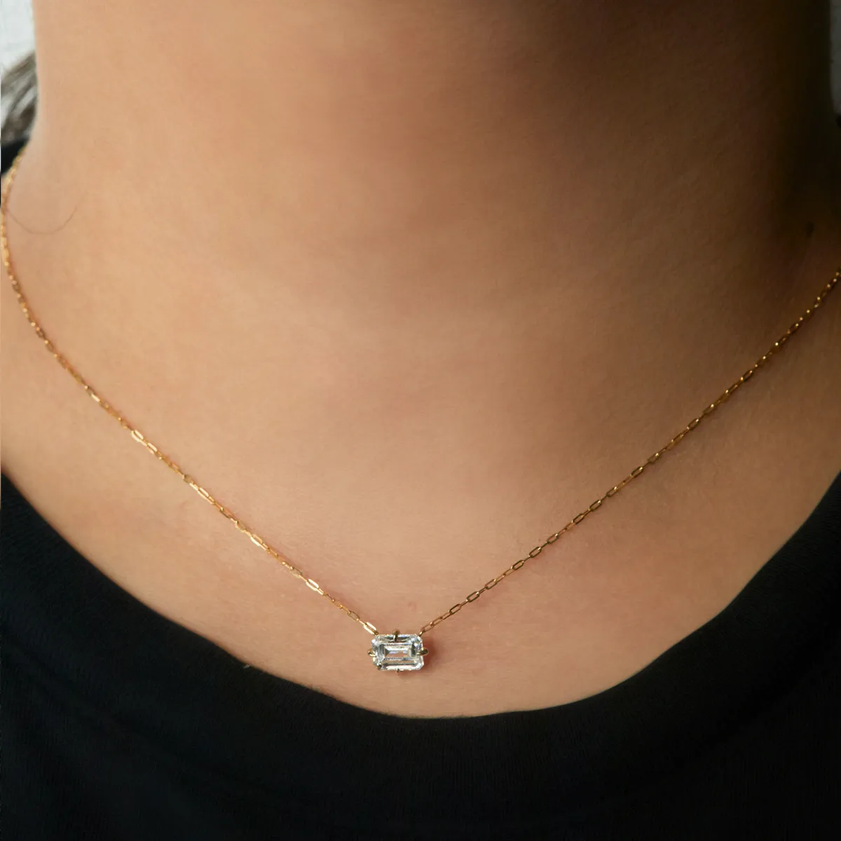 Emerald Cut Diamond Solitaire Pendant