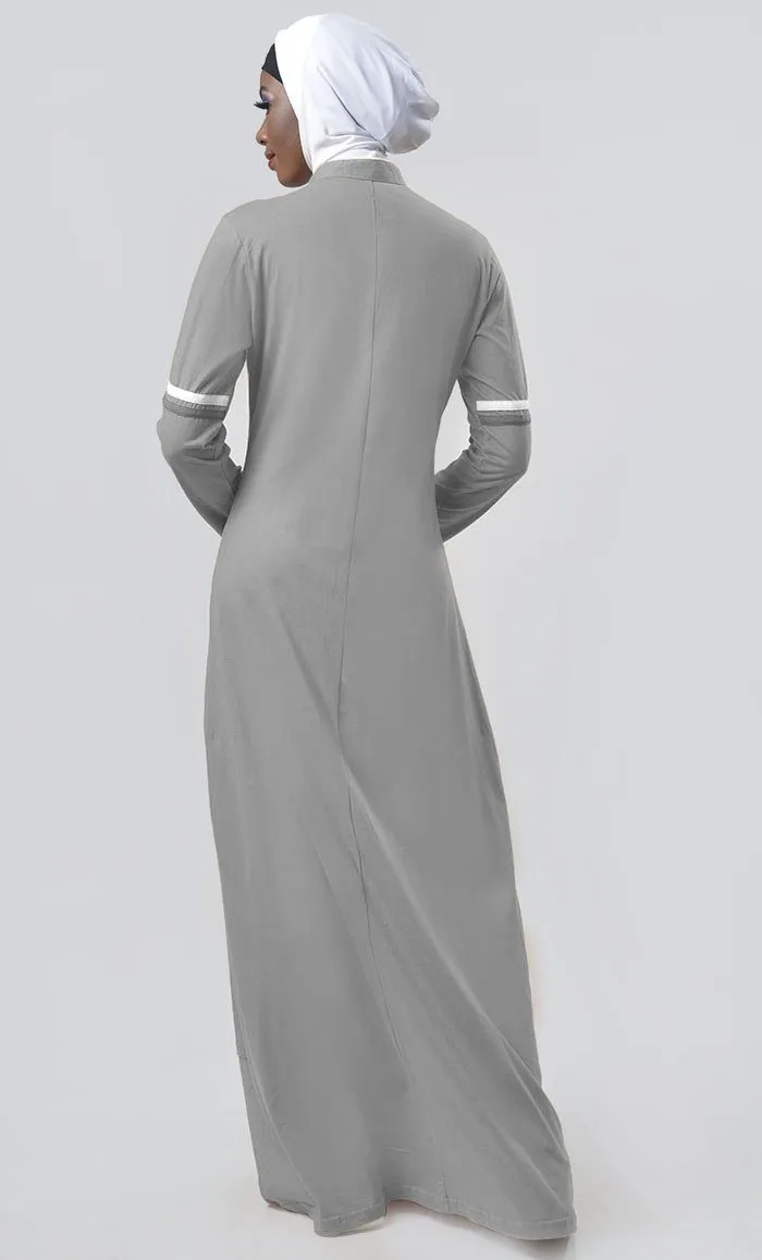 Everyday Grey Jersey Sportswear Abaya Dress  - Final Sale