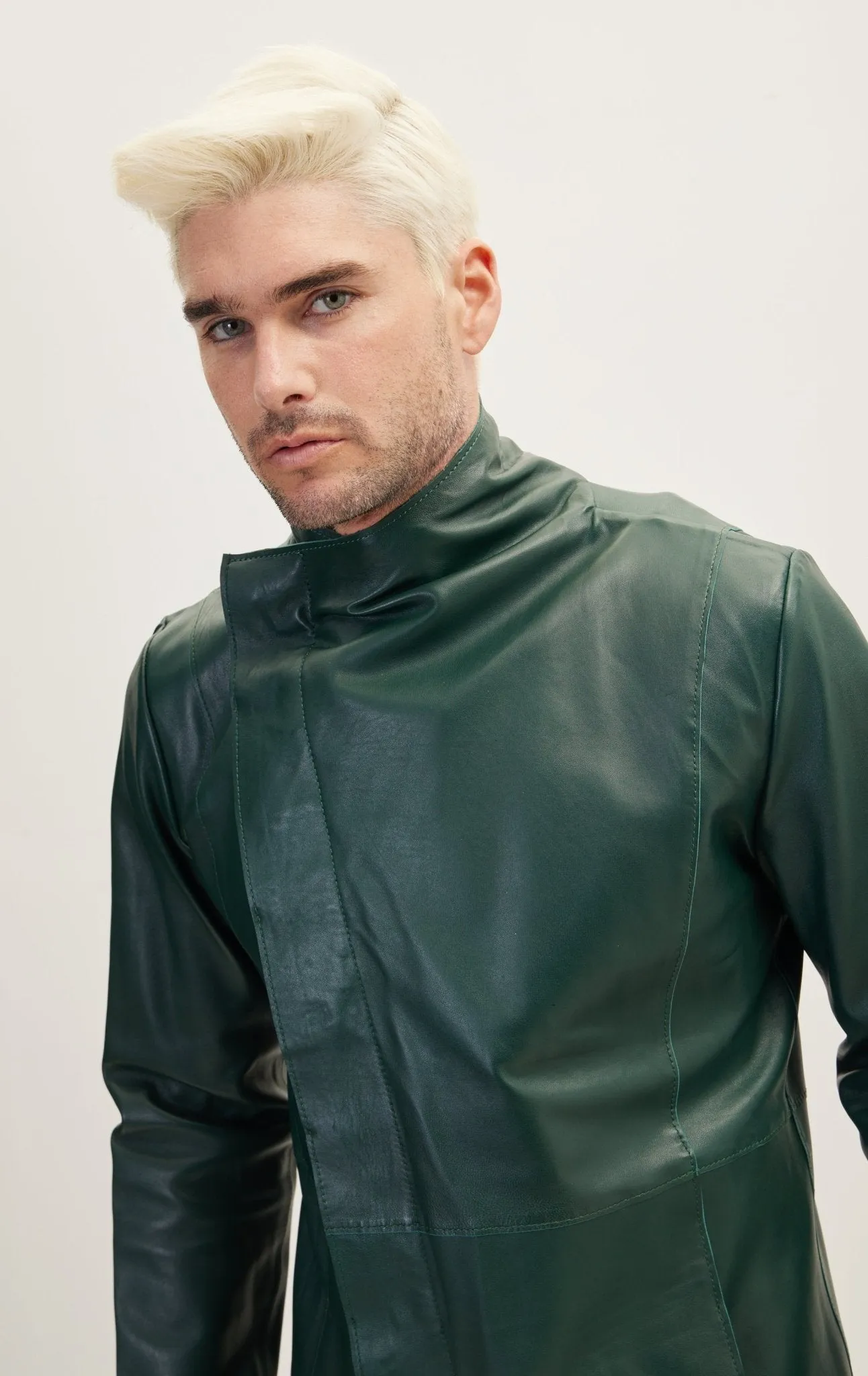 Genuine Leather Rebel Jacket - Green Black