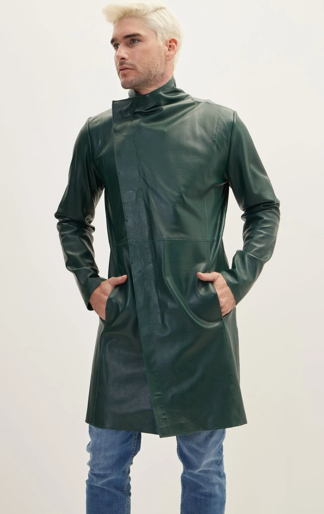 Genuine Leather Rebel Jacket - Green Black