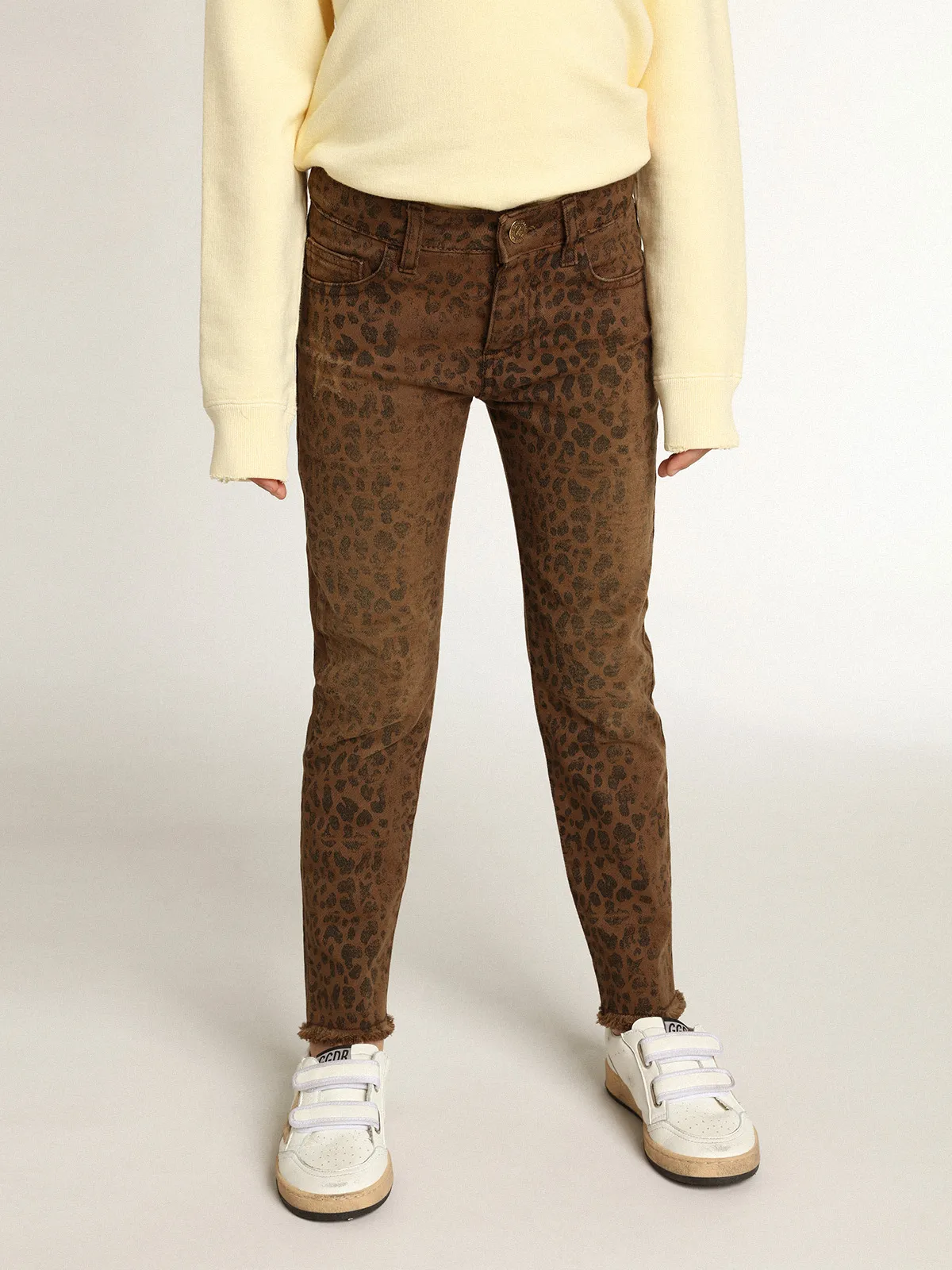 Girls’ skinny jeans with animal print