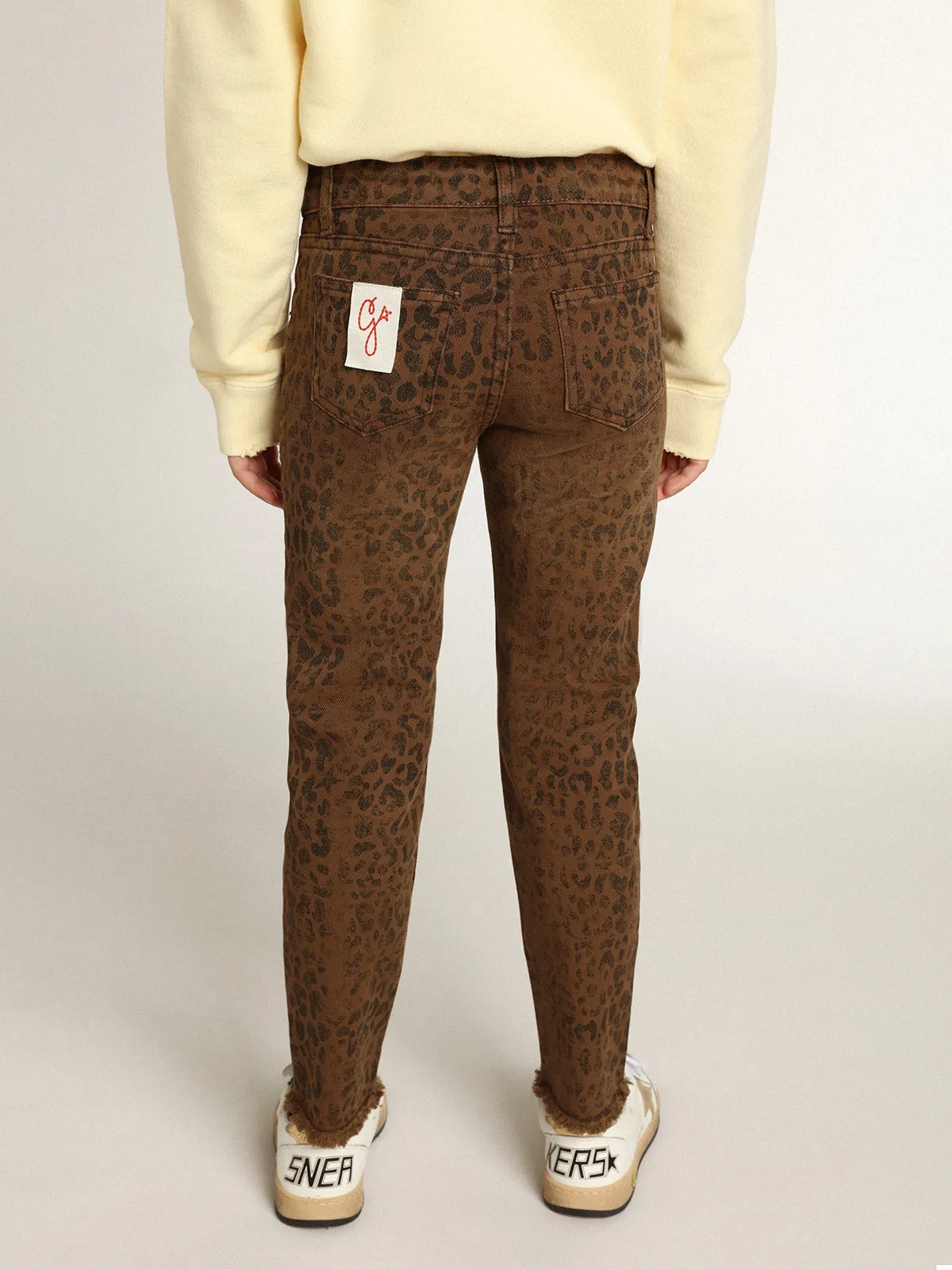 Girls’ skinny jeans with animal print