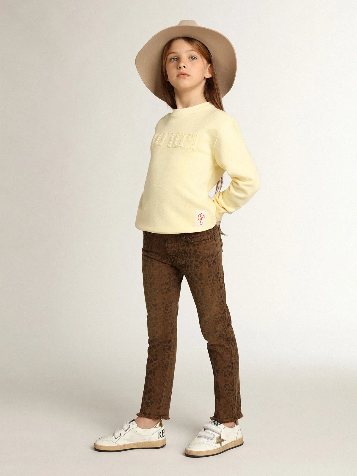 Girls’ skinny jeans with animal print