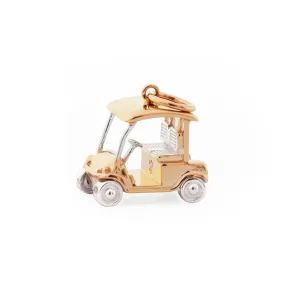 Golf Cart Charm, Gold Two-Tone