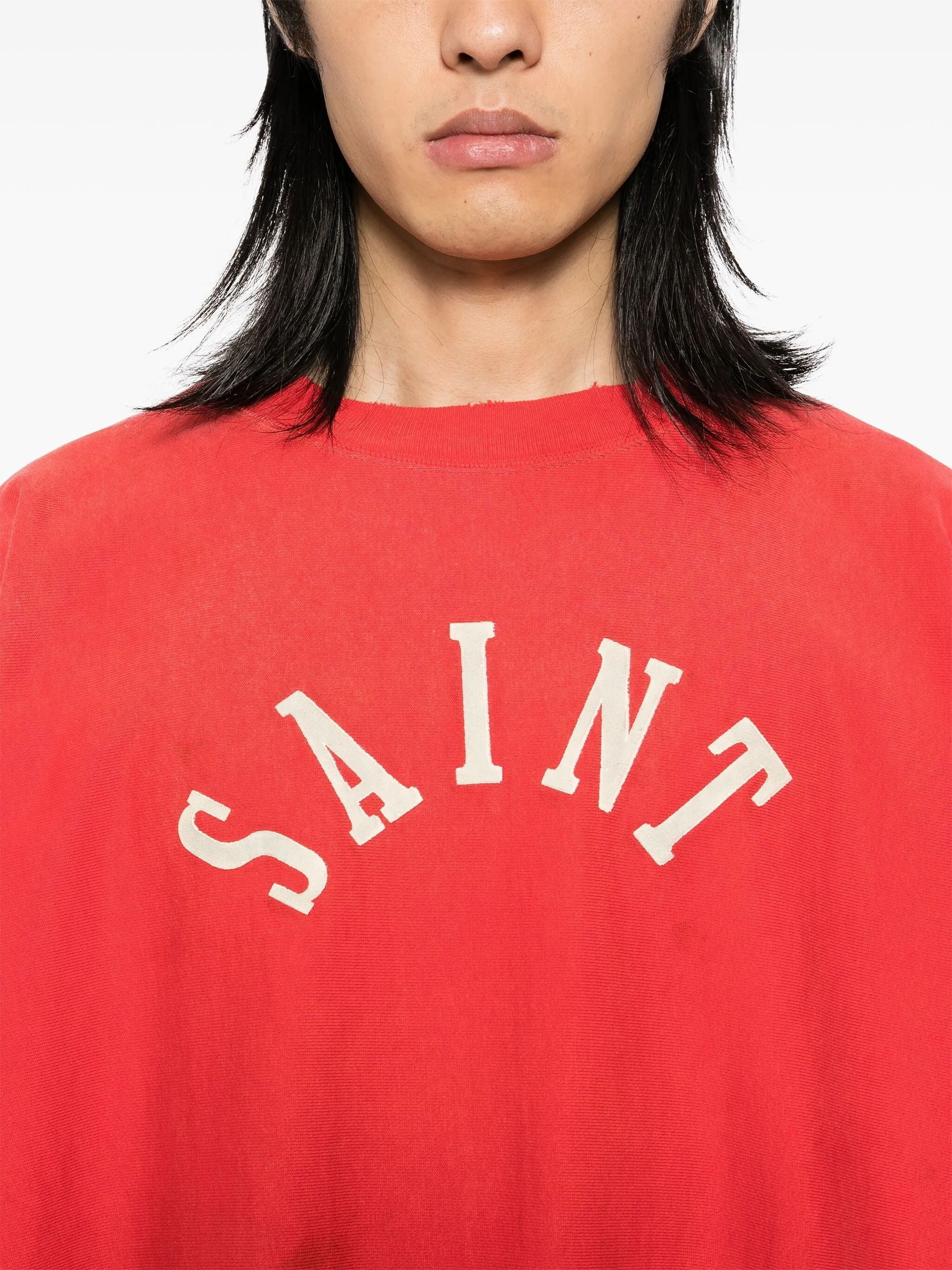 GRAPHIC PRINT CREW NECK SWEATSHIRT RED