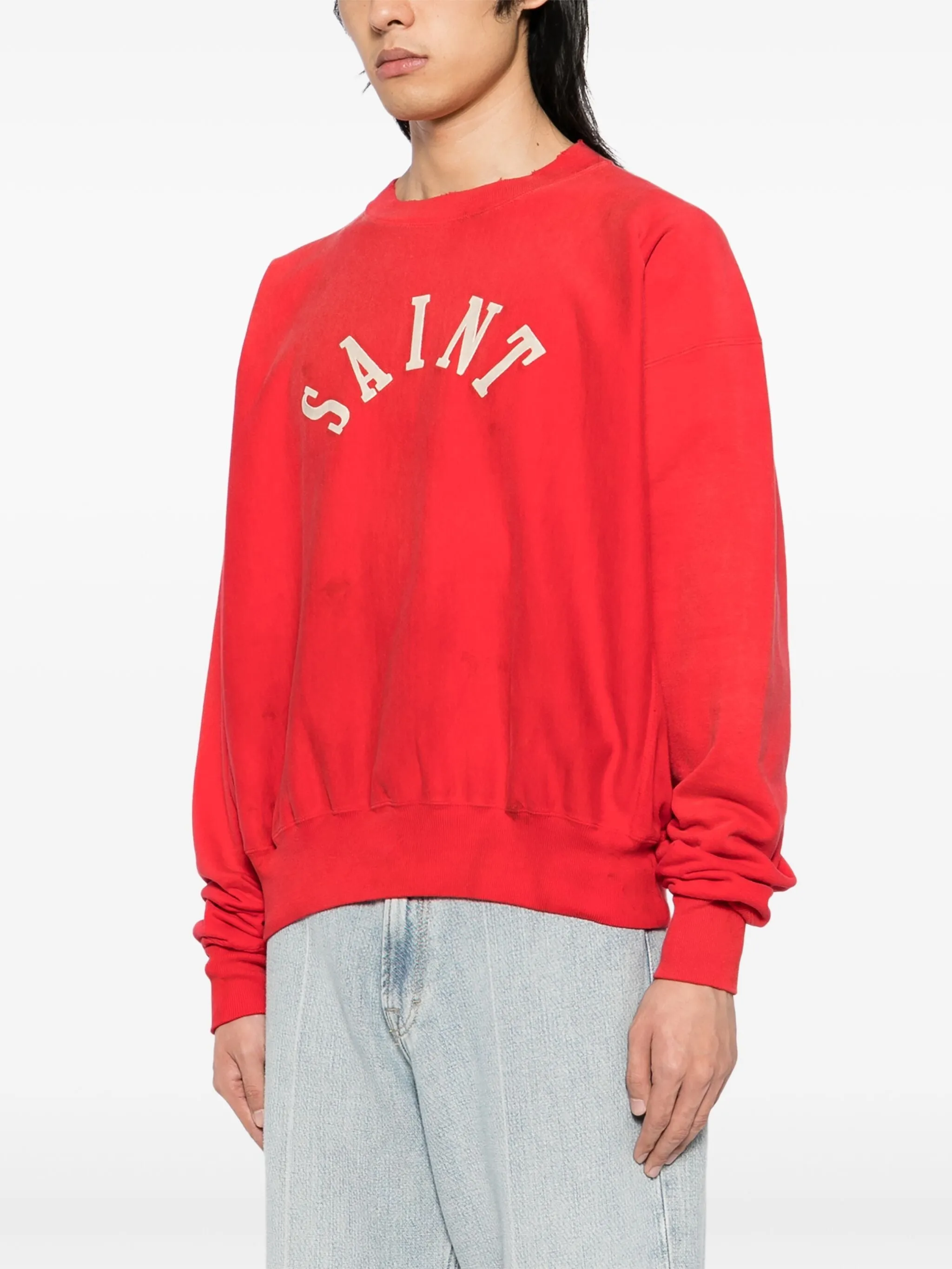 GRAPHIC PRINT CREW NECK SWEATSHIRT RED
