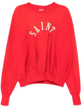 GRAPHIC PRINT CREW NECK SWEATSHIRT RED