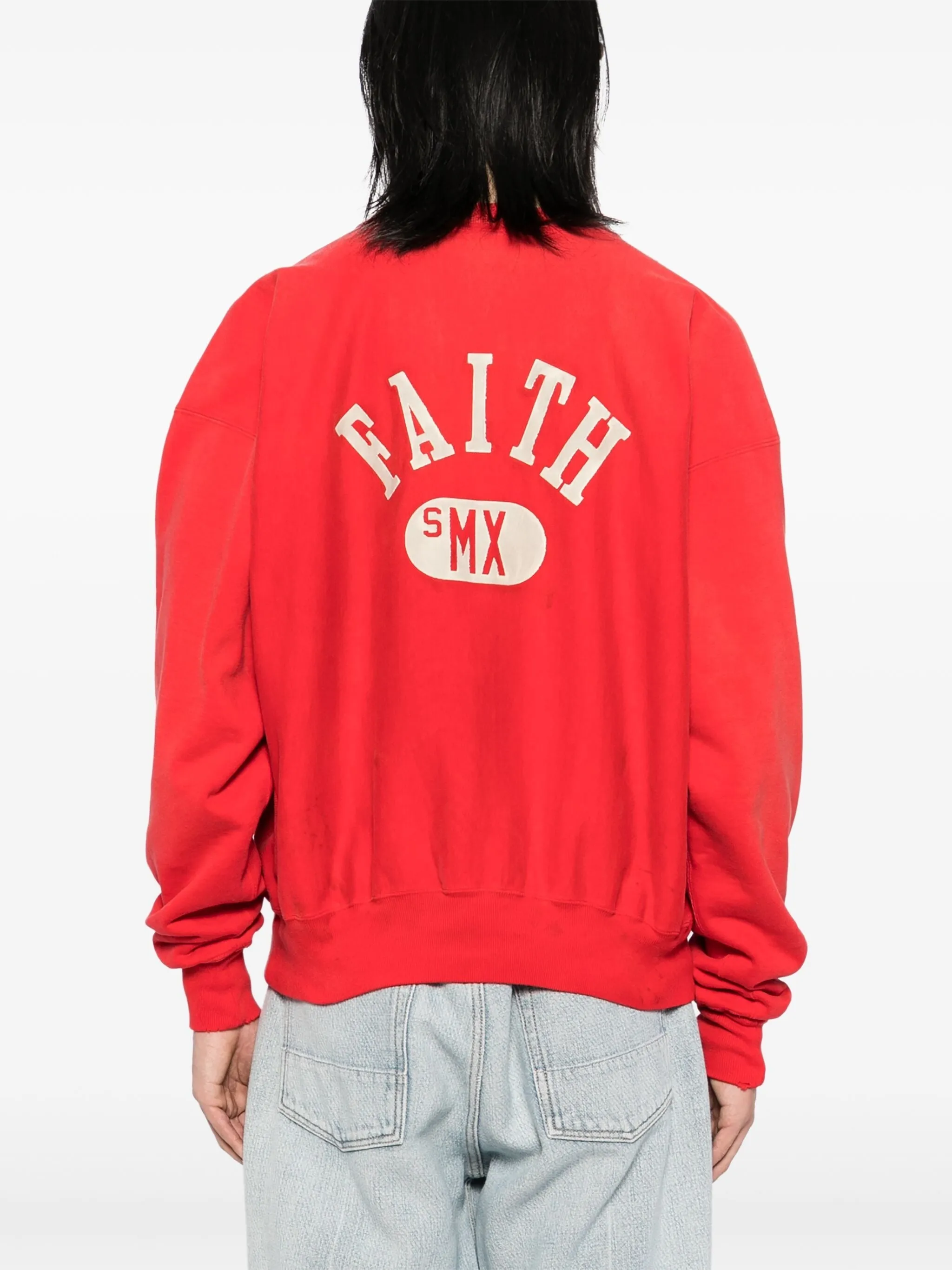 GRAPHIC PRINT CREW NECK SWEATSHIRT RED