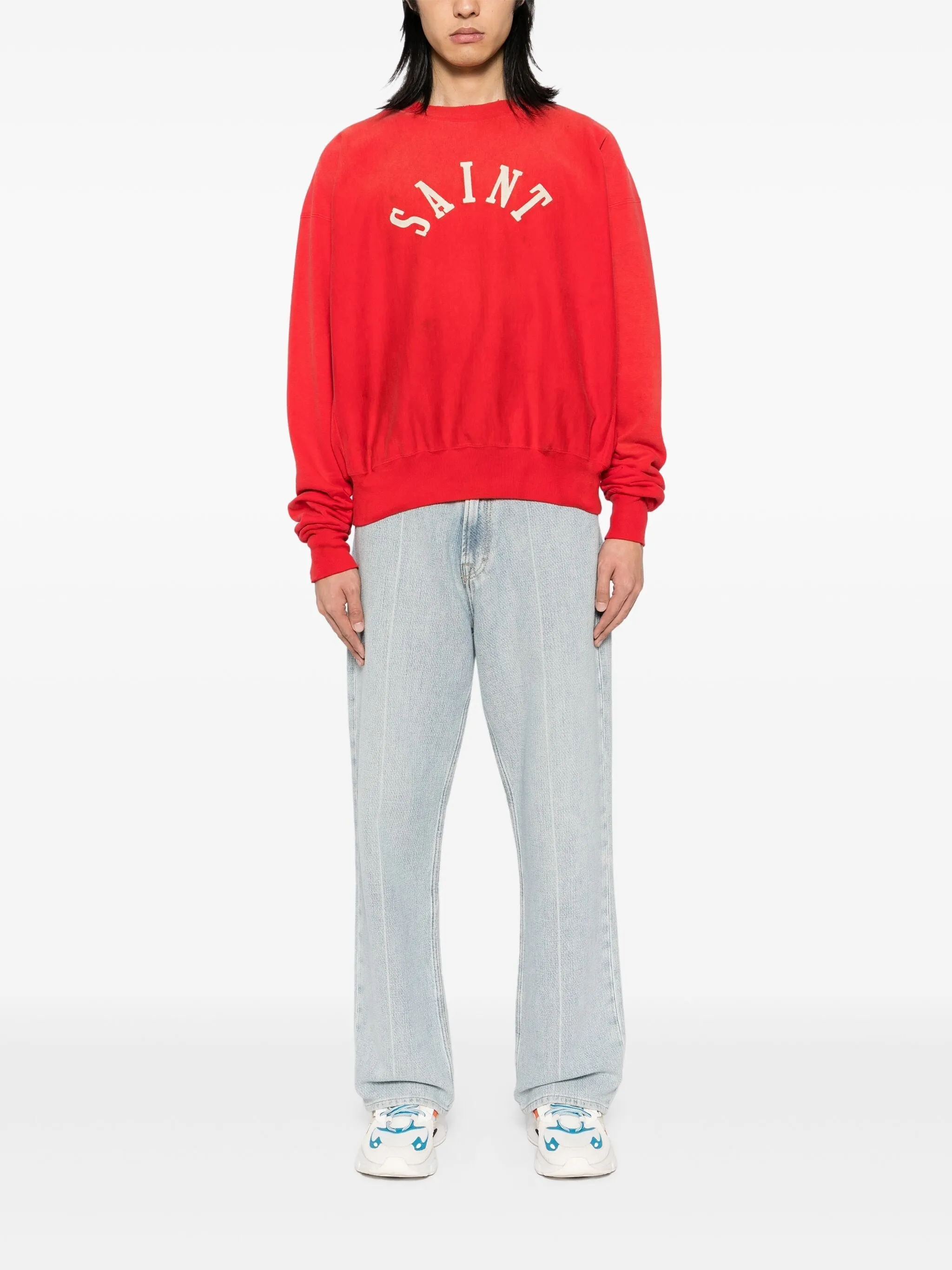 GRAPHIC PRINT CREW NECK SWEATSHIRT RED